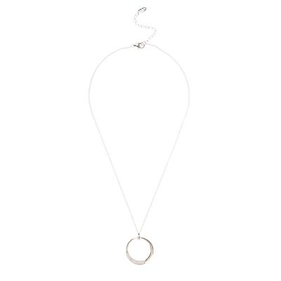 Designer silver half pave hoop necklace